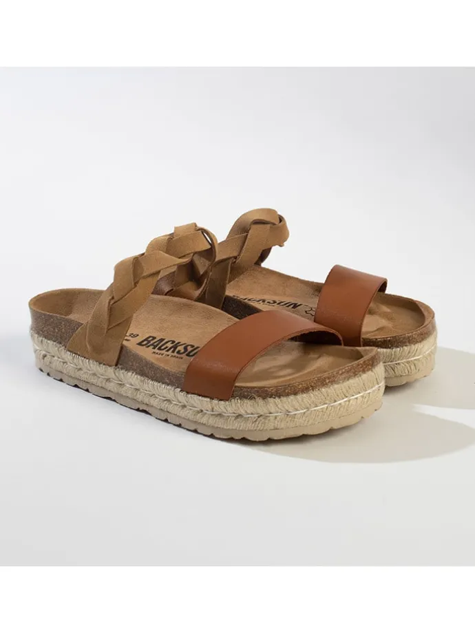 Leren slippers lichtbruin
