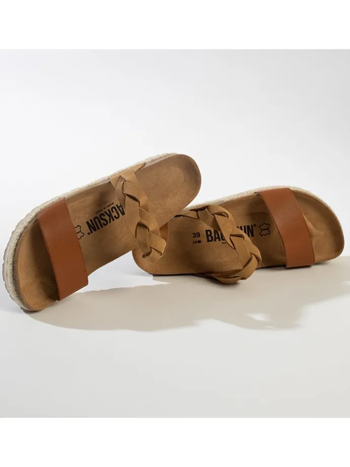 Leren slippers lichtbruin