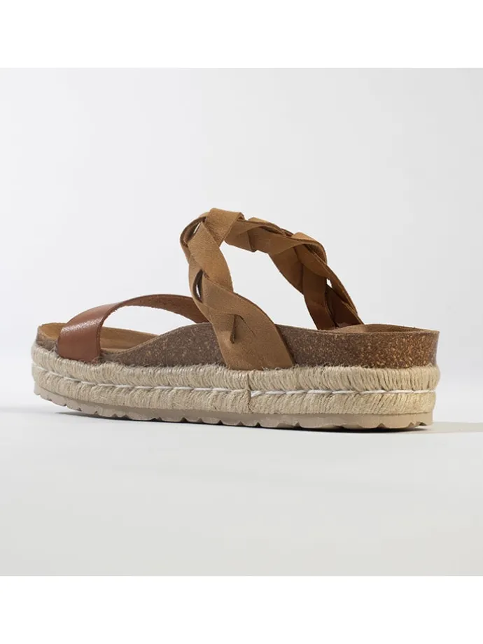 Leren slippers lichtbruin