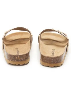 Leren slippers lichtbruin