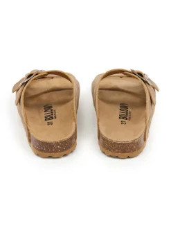 Leren slippers lichtbruin