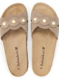 Leren slippers lichtbruin