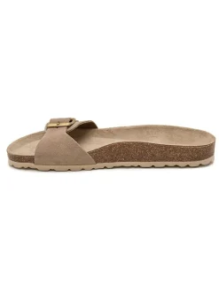 Leren slippers lichtbruin