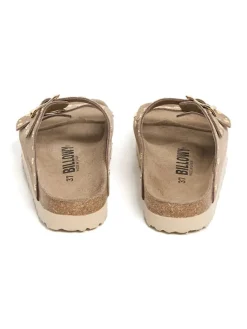 Leren slippers lichtbruin