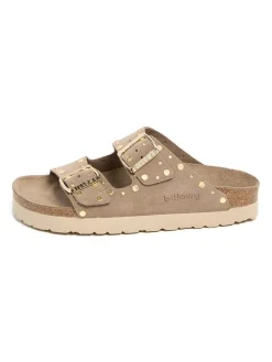 Leren slippers lichtbruin