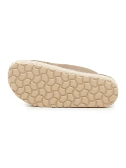 Leren slippers lichtbruin