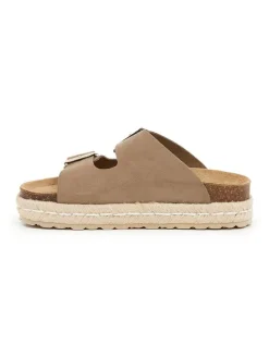 Leren slippers lichtbruin