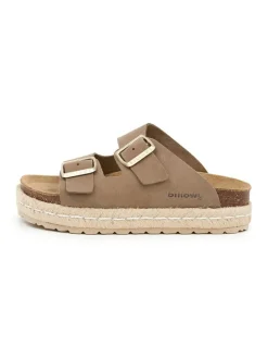 Leren slippers lichtbruin