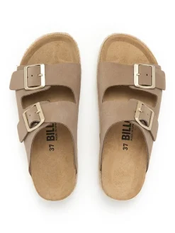 Leren slippers lichtbruin