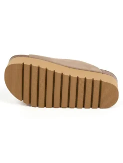 Leren slippers lichtbruin