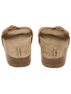 Leren slippers lichtbruin
