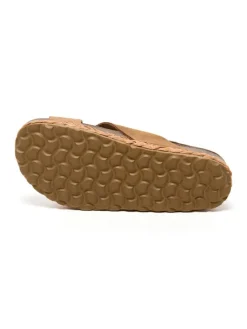 Leren slippers lichtbruin