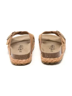 Leren slippers lichtbruin
