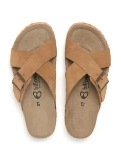 Leren slippers lichtbruin