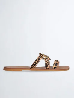 Leren slippers lichtbruin/bruin
