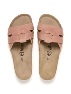 Leren slippers lichtroze