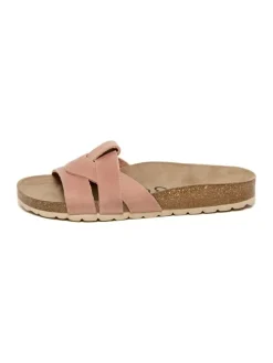Leren slippers lichtroze