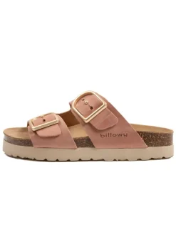 Leren slippers lichtroze