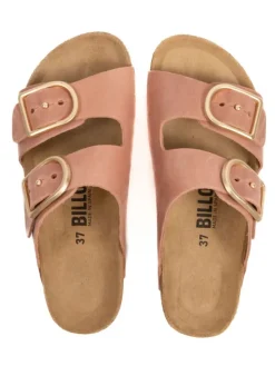 Leren slippers lichtroze
