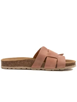 Leren slippers lichtroze