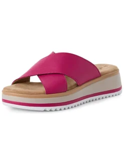 Leren slippers roze