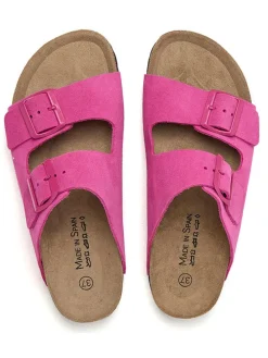 Leren slippers roze