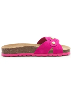 Leren slippers roze