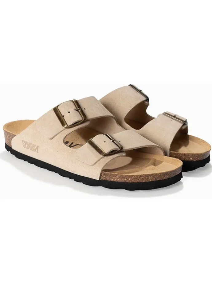 Leren slippers "Trefle" beige