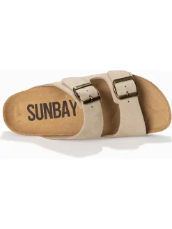 Leren slippers "Trefle" beige