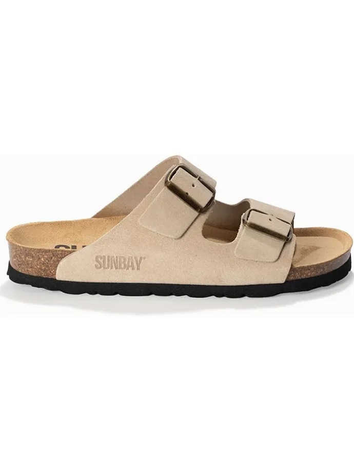 Leren slippers "Trefle" beige