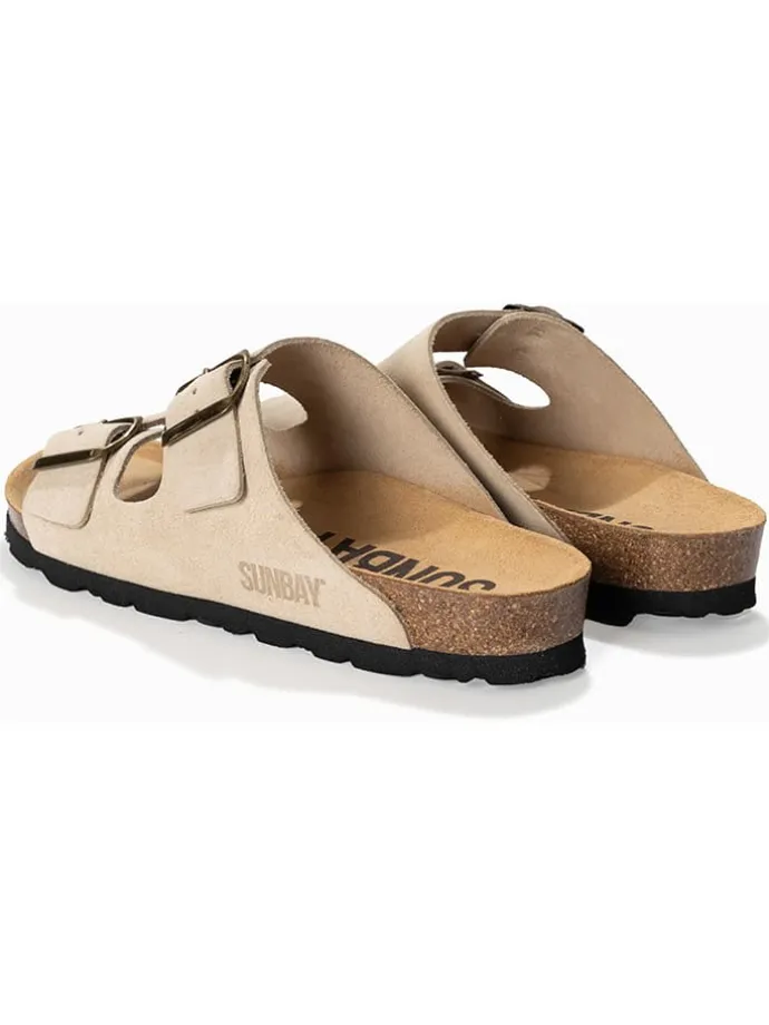 Leren slippers "Trefle" beige
