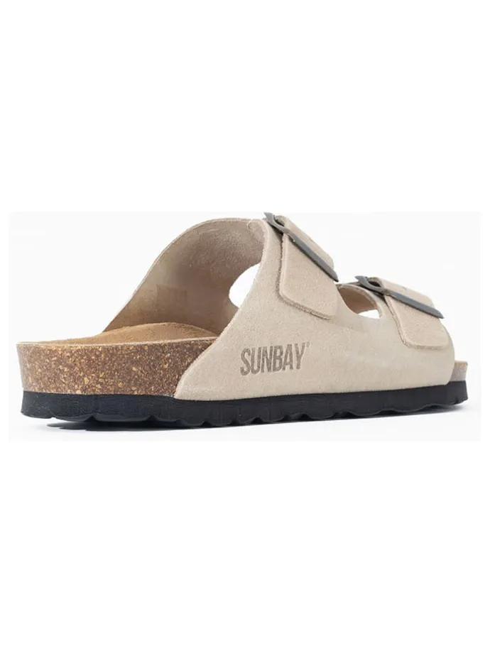 Leren slippers "Trefle" beige