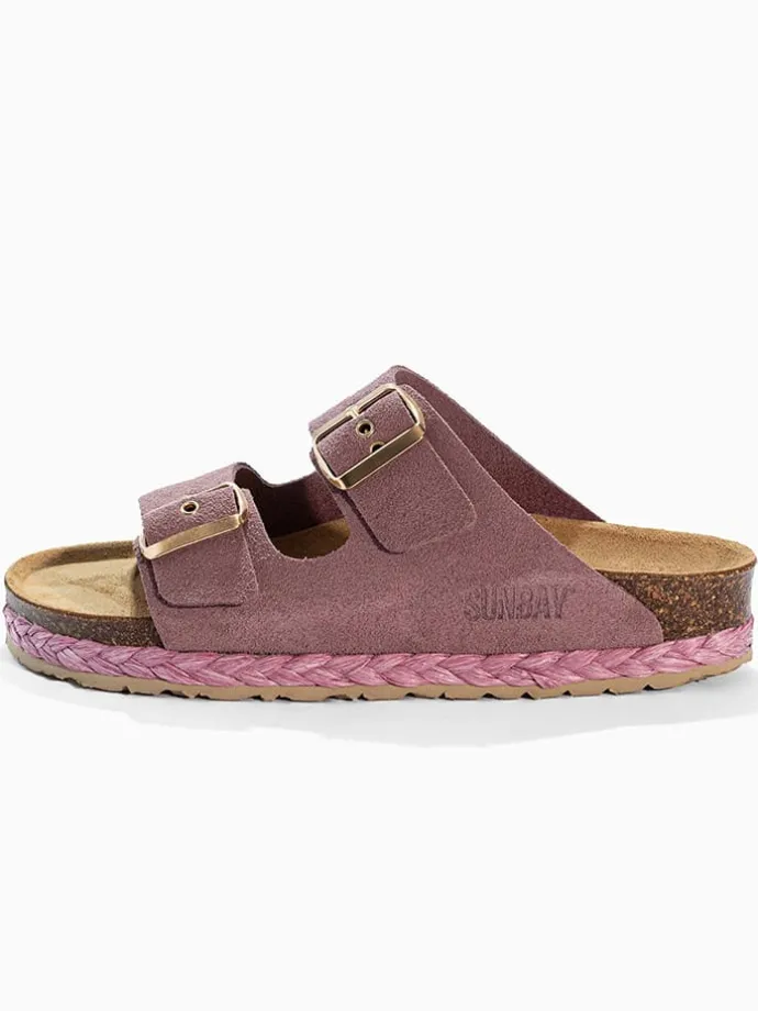 Leren slippers "Trefle" lichtroze