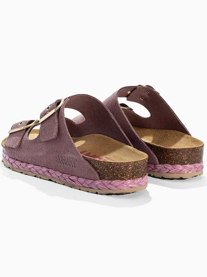 Leren slippers "Trefle" lichtroze