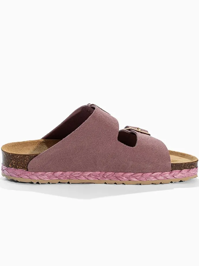 Leren slippers "Trefle" lichtroze
