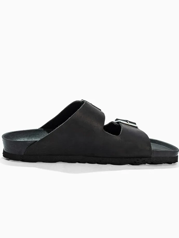 Leren slippers "Trefle" zwart