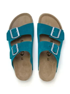 Leren slippers turquoise