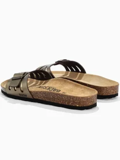Leren slippers "Venecia" taupe