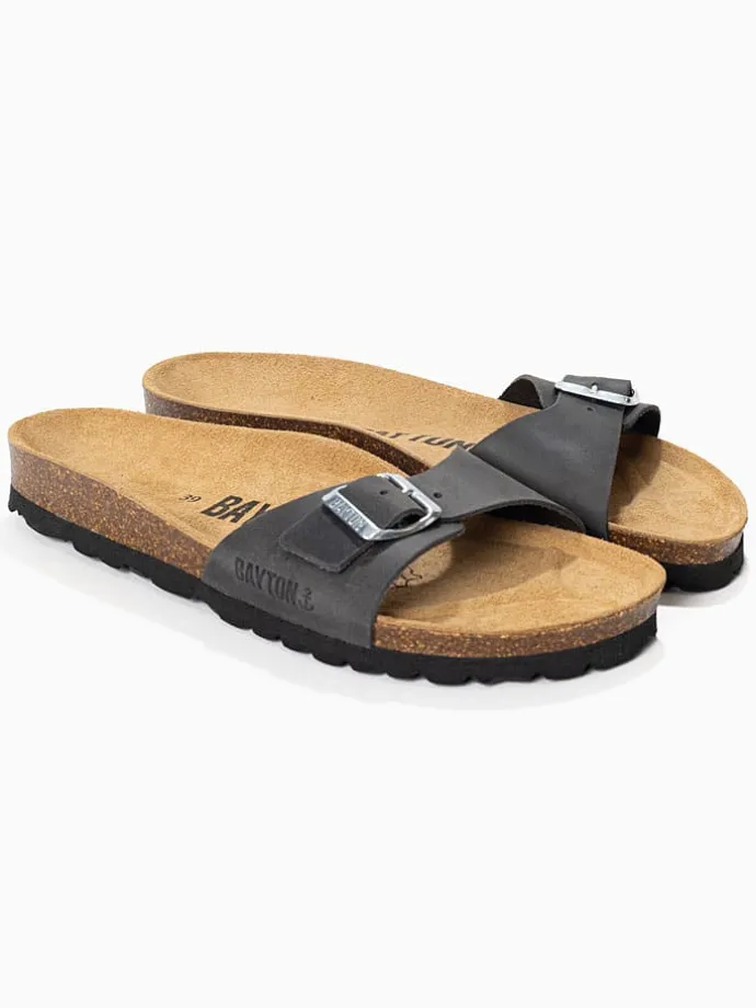 Leren slippers "Zephyr" antraciet