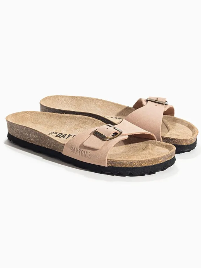 Leren slippers "Zephyr" zalmroze