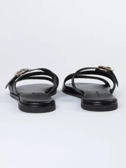 Leren slippers zwart