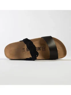 Leren slippers zwart