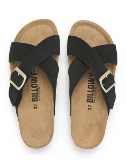 Leren slippers zwart