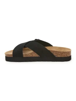 Leren slippers zwart