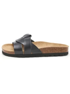 Leren slippers zwart