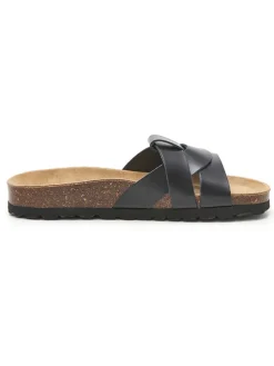 Leren slippers zwart