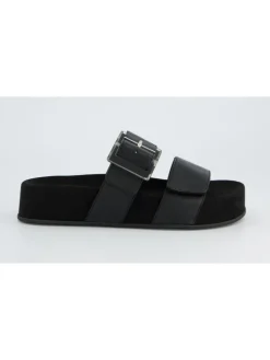 Leren slippers zwart