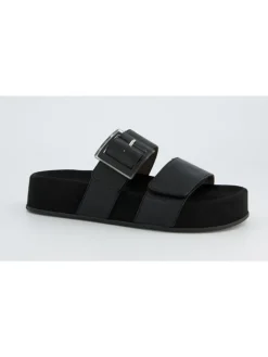 Leren slippers zwart