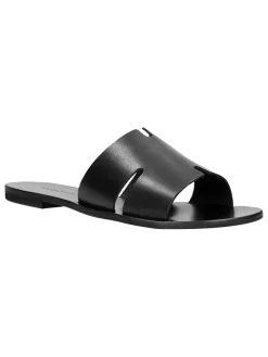 Leren slippers zwart