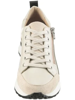 Leren sneakers beige/kaki
